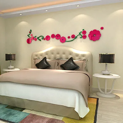 Новое поступление акриловые хрустальные 3d наклейки на стену с цветами для