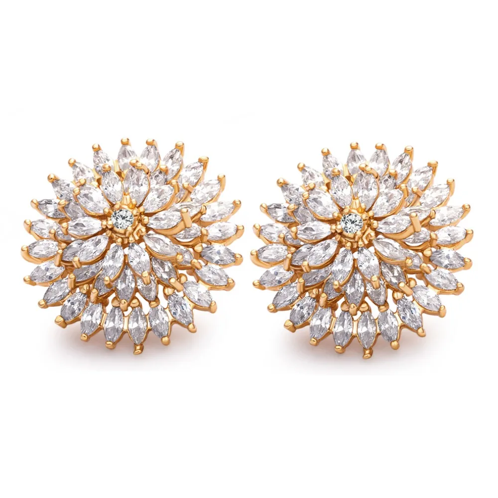 Luxury AAA Cubic Zirconia Elegant Stud Earrings for Women Wedding Engagement Classic Stone fashion jewelry Wholesale | Украшения и