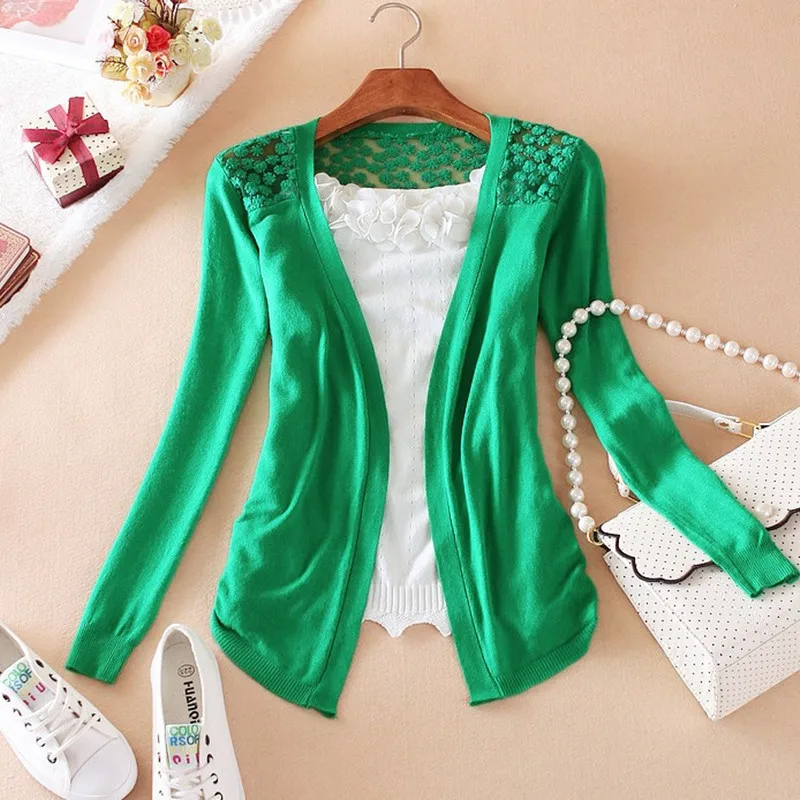 Fun Orange New Summer Fashion Women Lace Sweet candy Color Crochet hollow out Knitwear Blouse Full Sweater Cardigan Open Stitch |