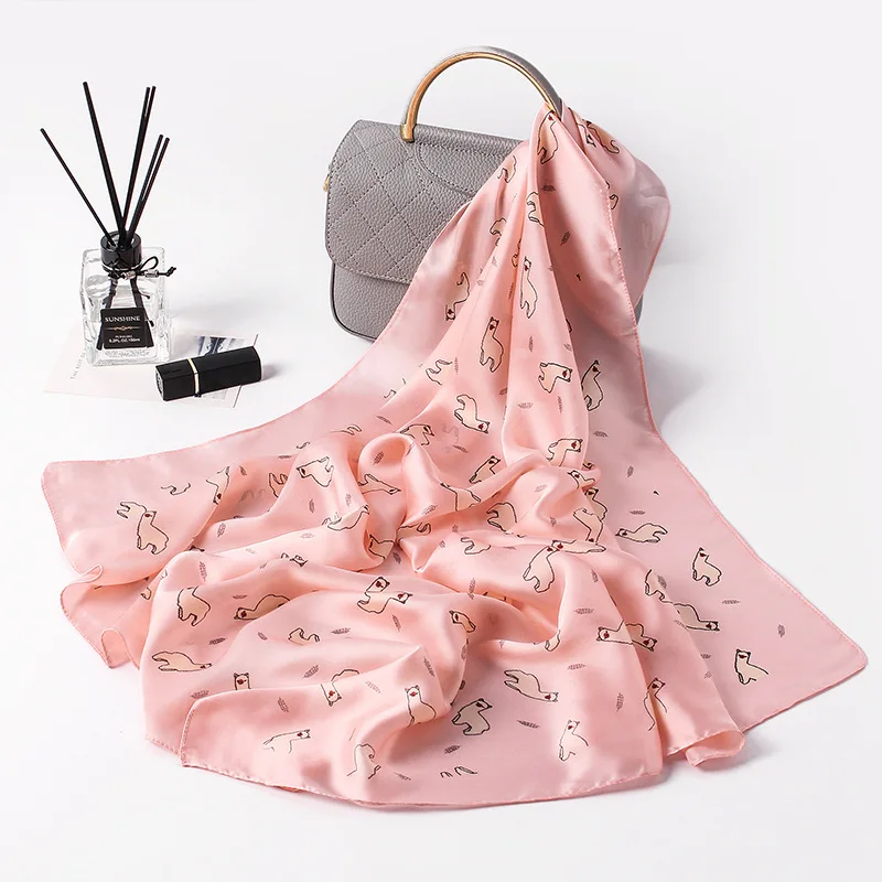 

Yishine 70*70 CM Silk Scarf Sheep Prints Women Shawl Satin Small Squares Head Bag Decorative Scarves