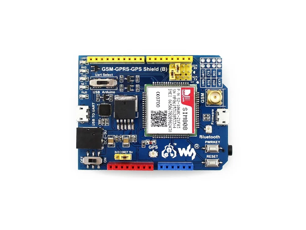 GSM/GPRS/GPS щит (B) Arduino Щит на основе SIM808 поставляется с адаптером питания штепсельной