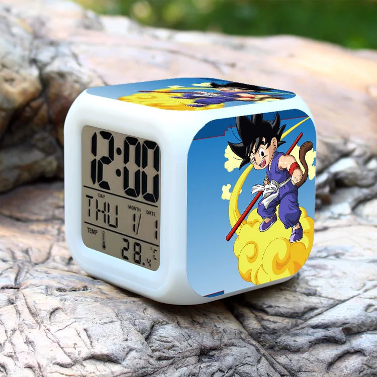 Dragon Ball Z серии LED 7 цветов вспышки света цифровой будильник Дети Часы Фигурки игрушки для детей