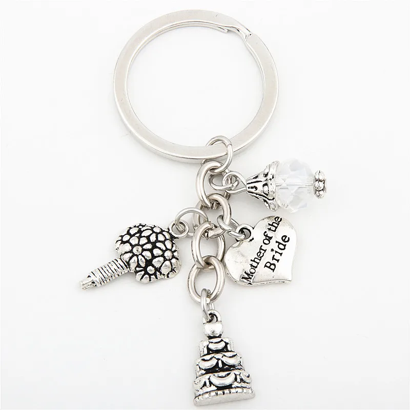 1pc Mother Of The Bride Key Chain Flower Cake KeyChain With Bead Women Men Married Jewelry Wedding Gifts E1670 | Украшения и