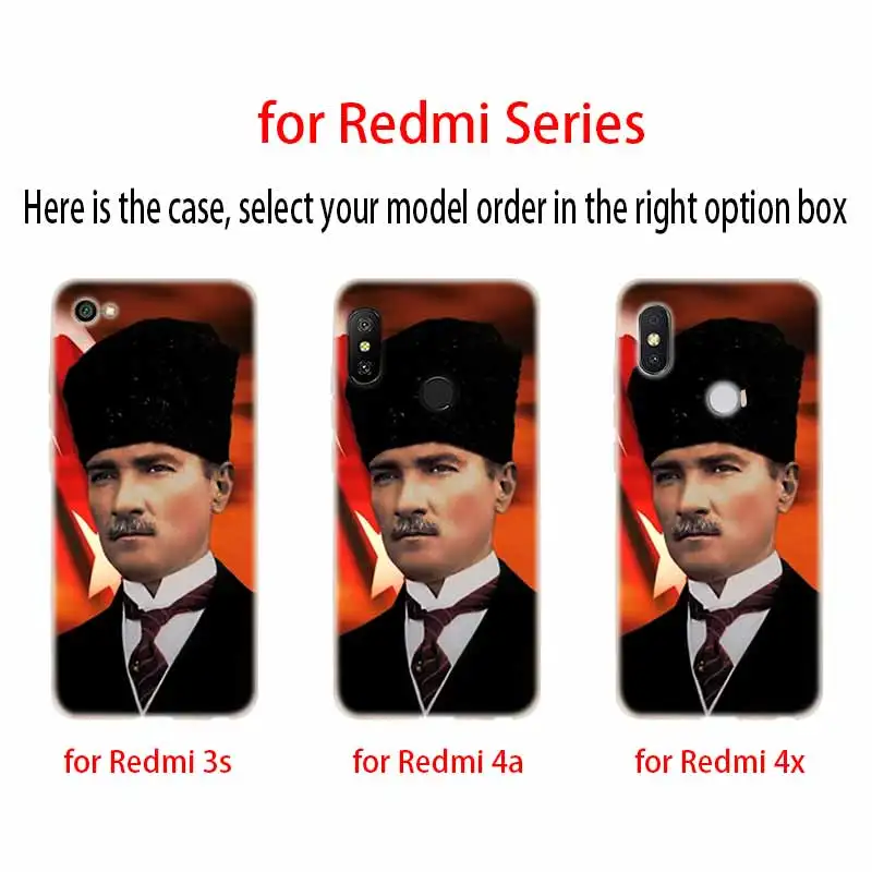 Силиконовый прозрачный чехол с индейкой Mustafa Kemal Ataturk для Xiaomi Redmi 9A 8A 7A 6A 9AT Note 9 8 7 6 5