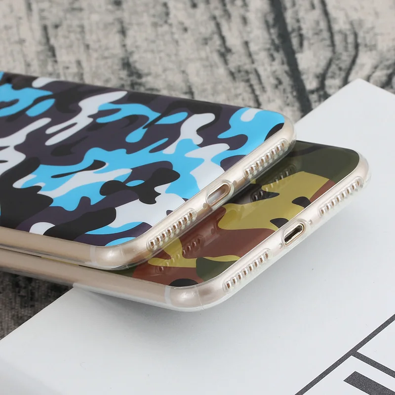 Чехол для iPhone 6 6S 7 8 Plus X XS Мягкий ТПУ силиконовый камуфляж цвет Узорчатая