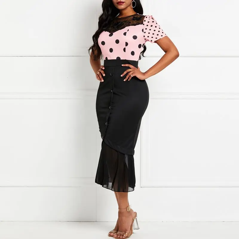 Винтажное элегантное шикарное офисное женское черное летнее платье миди в