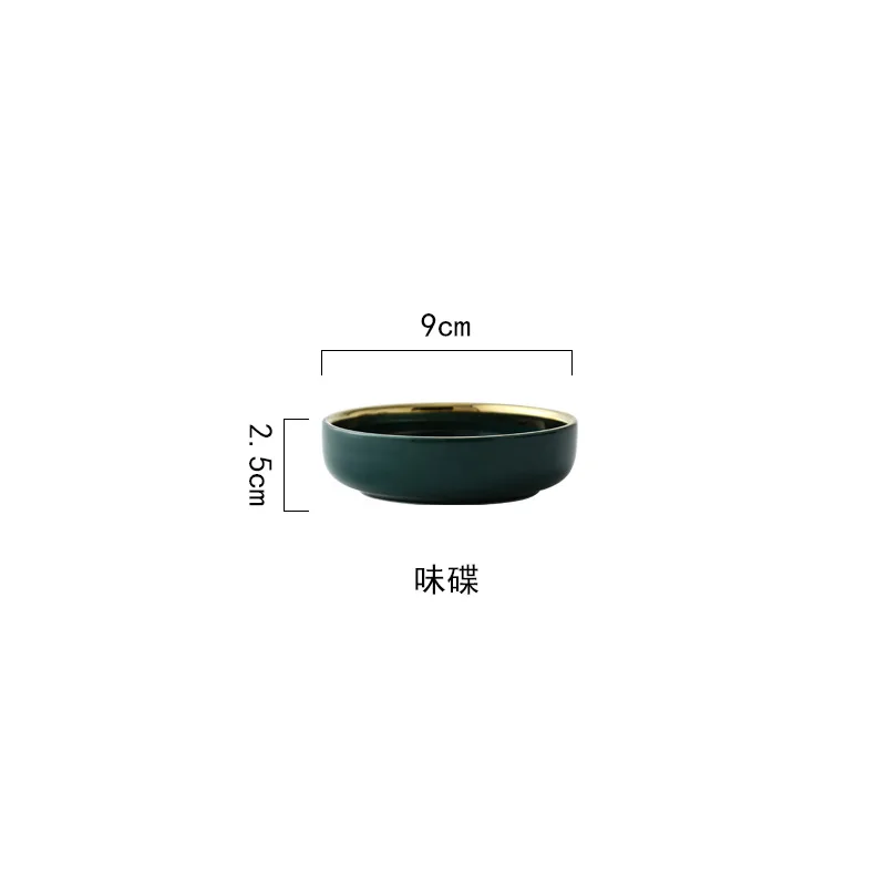 Taste dish Роскошные тарелки и миски блюдо обеденная ложка набор с Глод обода керамический салат Ramen миска ГЛУБОКАЯ ТАРЕЛКА посуда зеленая столовая посуда - Цвет: Taste dish
