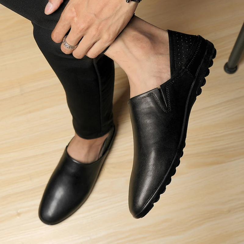 Повседневные Мокасины из натуральной кожи мужские мягкие мокасины обувь для