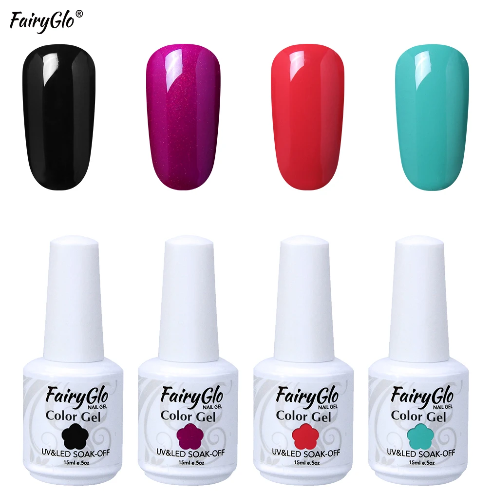 FairyGlo 4 шт./лот 15 мл Гель-лак для ногтей отмачиваемый УФ светодиодный