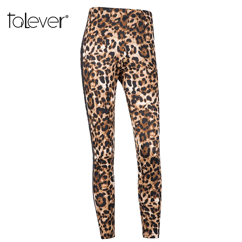 Женские повседневное леопардовым принтом Легинсы эластичные удобные длинные