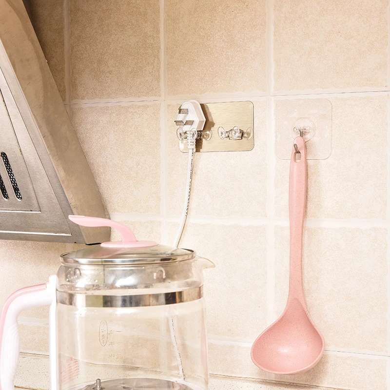 2 шт./компл. двухрядный крючок без следа на липучке матовый кухонный крюк для