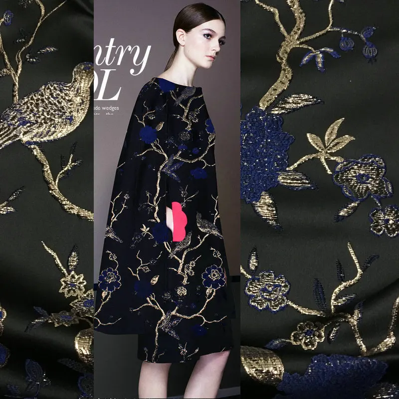 Металлическая парча жаккардовая ткань платье цвет красный Женское пальто tissu