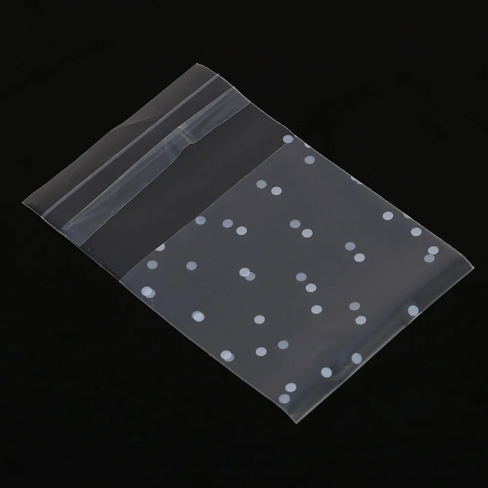 100 шт./лот пакеты для печенья конфет в белый горошек матовый пластиковый