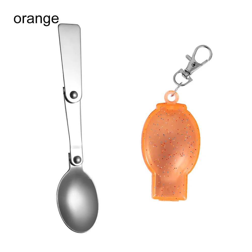 Spoon orange 1 шт. Складная Ложка Вилка для кемпинга на открытом воздухе кухонная посуда походный карман Портативный Совок Суп кофейная ложка - Цвет: Spoon orange