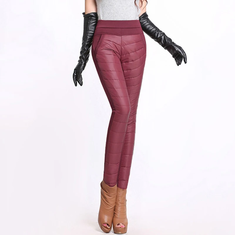 Женские брюки-карандаш из флиса размера плюс с высокой талией теплые однотонные