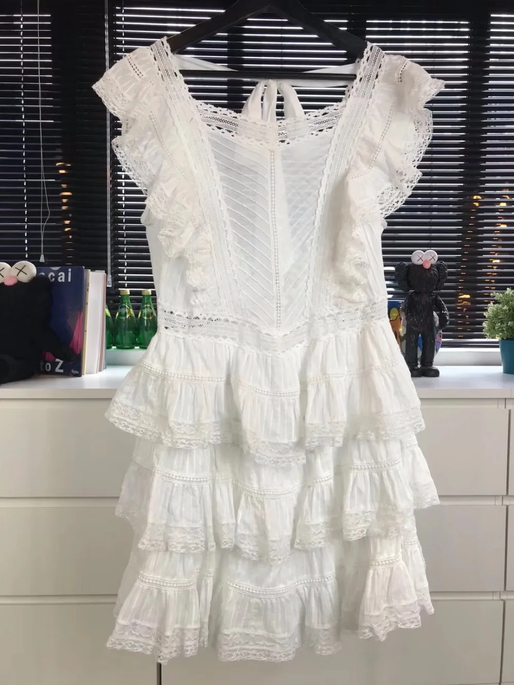 Новое летнее женское кружевное лоскутное черное белое платье сексуальное