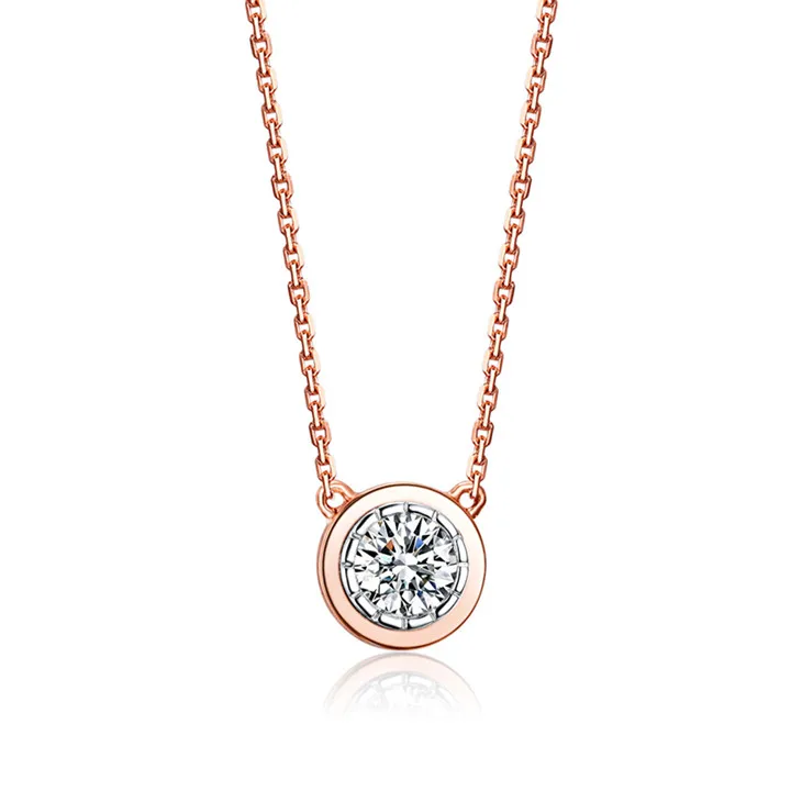 Бренд ZOCAI Time& Love Diamond ожерелье натуральный 0,09 CT сертифицированный бриллиант с 18 k розой и колье из белого золота TGD90205T