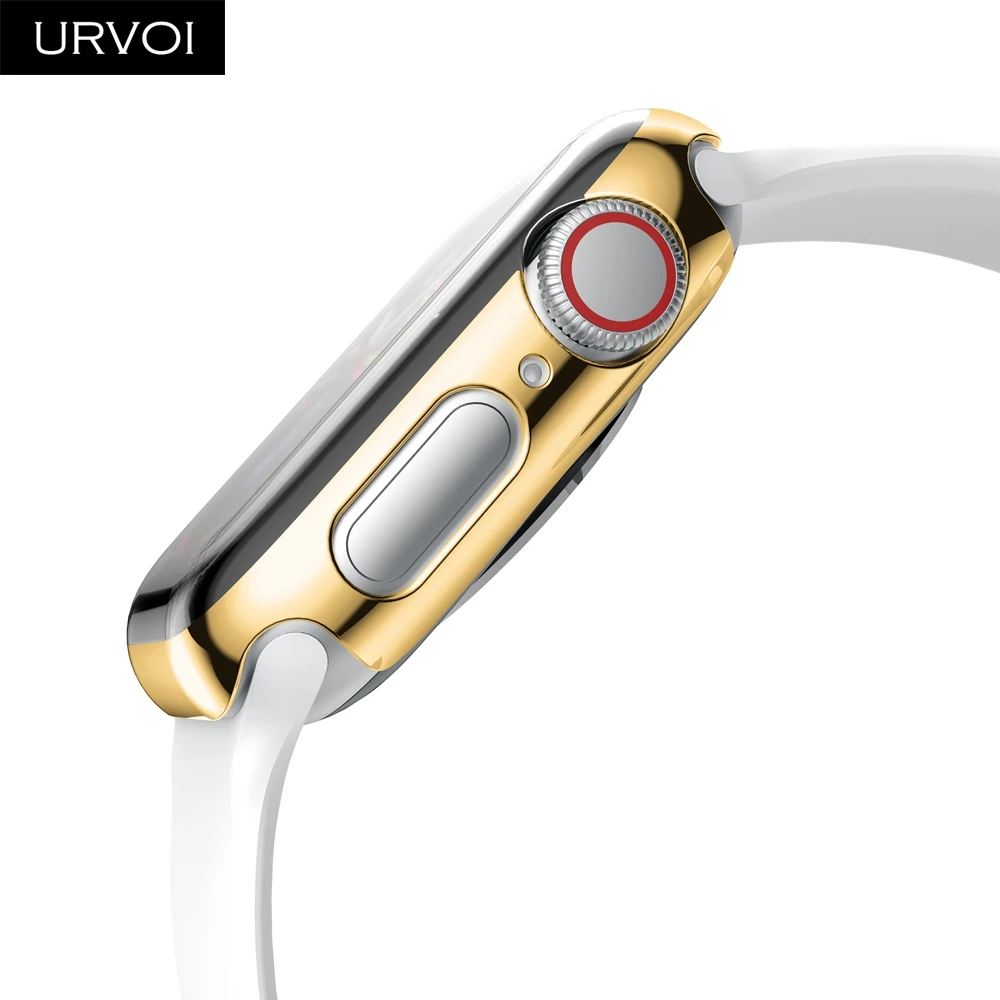 URVOI полное покрытие для Apple Watch series 5 4 3 пластиковый чехол Защита экрана для iWatch Тонкий чехол с гальваническим покрытием 40 44 мм