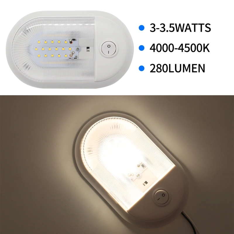 12V /24Vled Rv Ceiling Dome Light Interior Lighting For Trailer Camper With Switch Single (Warm White) | Автомобили и мотоциклы