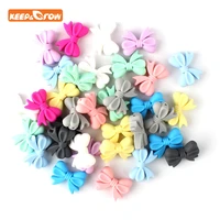 keepgrow 10pcs bowknot silicon beads bpa free bow tie baby teething bead for diy jewelry making chewable baby teething gift