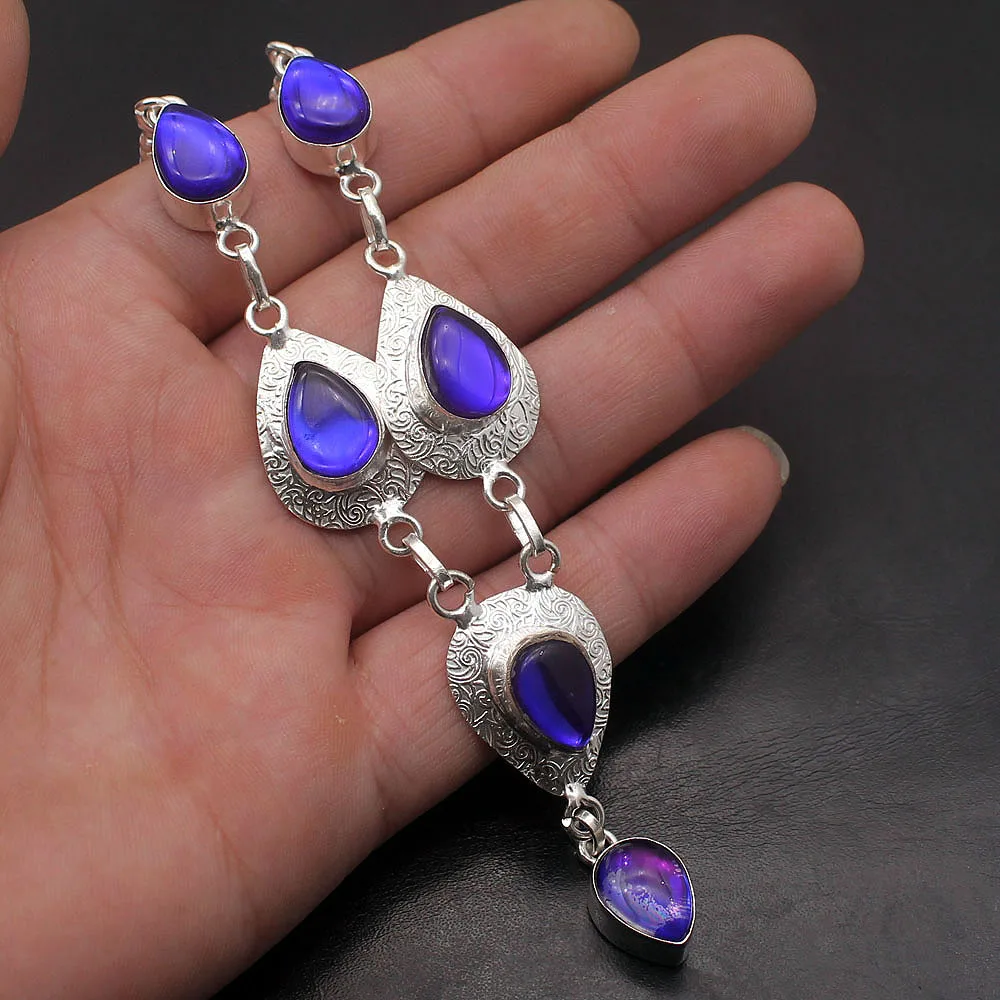 Лучшее качество Teardrop фиолетовый Topaz925 стерлингов серебряные подвески кулон