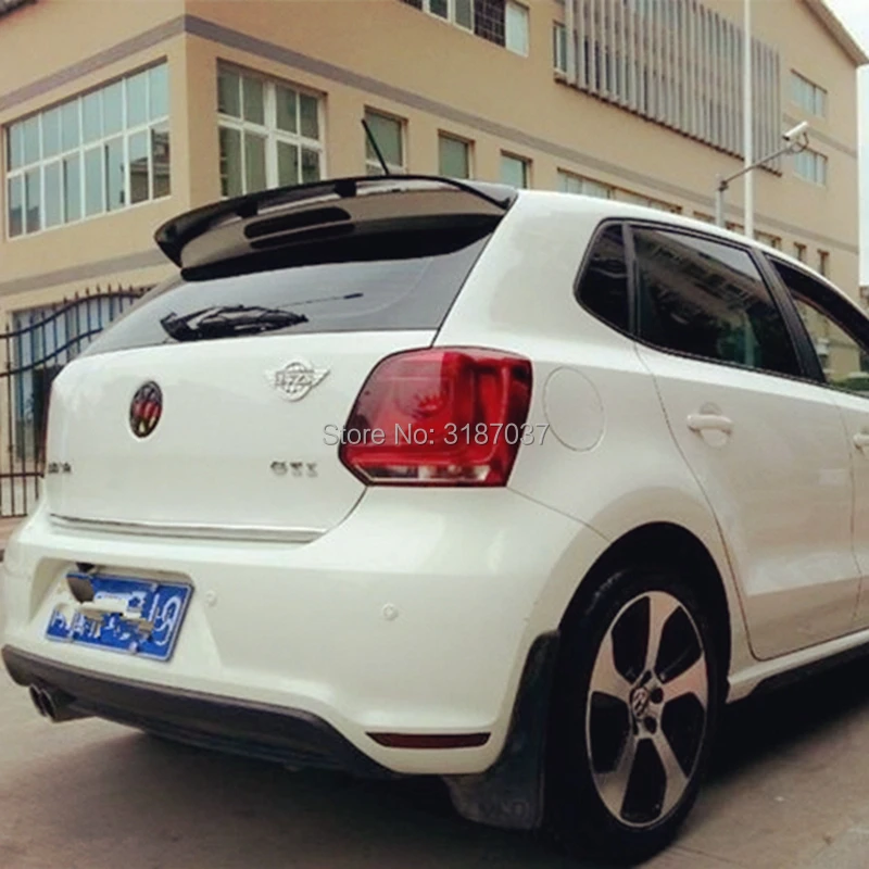 Для Volkswagen Polo спойлер 2011- АБС-пластик Неокрашенный задний спойлер на крыло, крышу багажника для губ крышка багажника для автомобиля