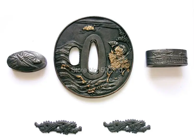 Набор Фитингов Tsuba ручной работы из сплава для японского самурайского меча