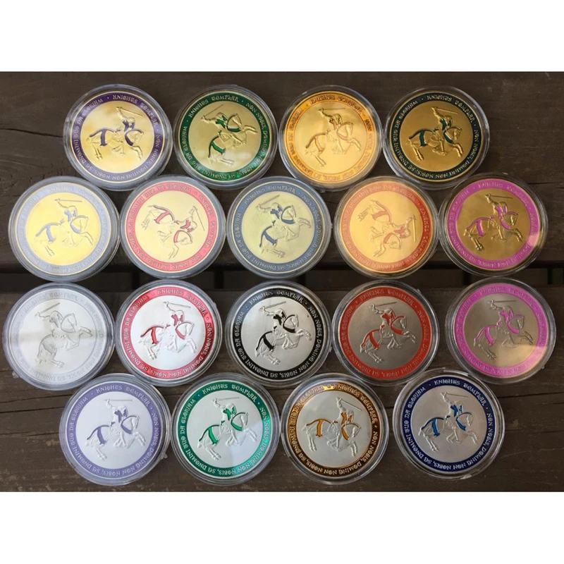 18 шт./компл. европейские Рыцари темплар разные цвета монета золотая медаль