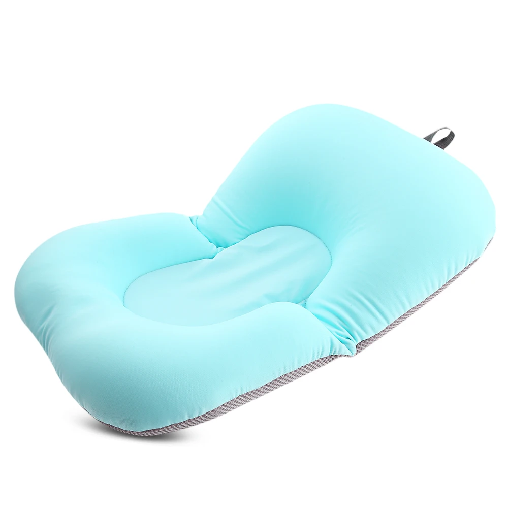 light blue Противоскользящий детский коврик для ванной, Складное Сиденье для душа, Детская ванна, шезлонг, нескользящая защитная подушка для ванной, мягкая губчатая подушка для новорожденной кровати - Цвет: light blue