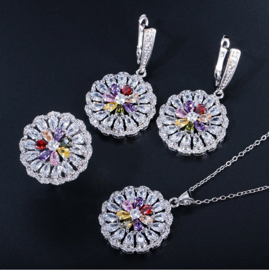 Женский комплект ювелирных изделий из стерлингового серебра 925 пробы с