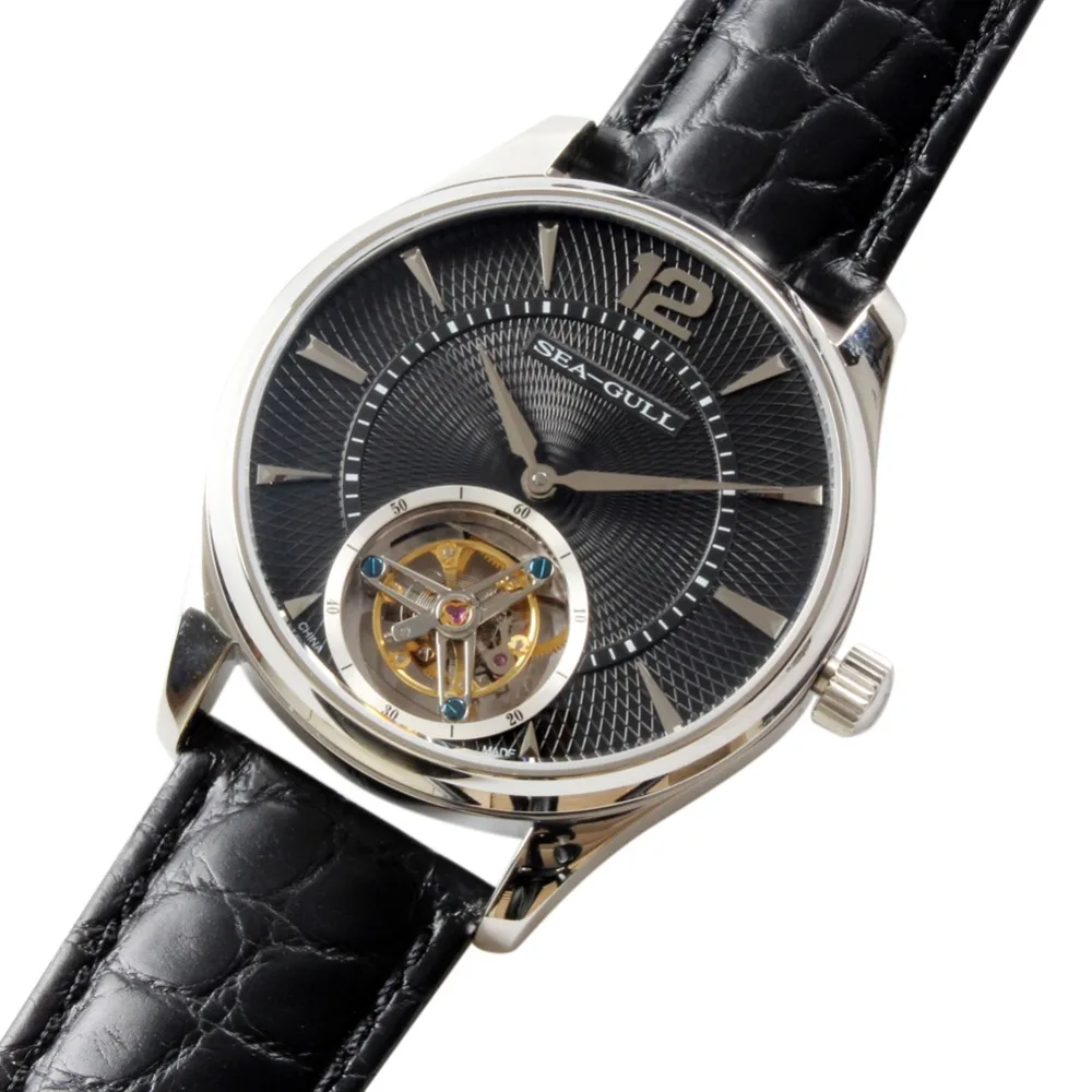 Seagull ST8240W Tourbillon "Letter" Серия Guilloche часы ручной ветер кожа аллигатора механические мужские часы 818.27.8810