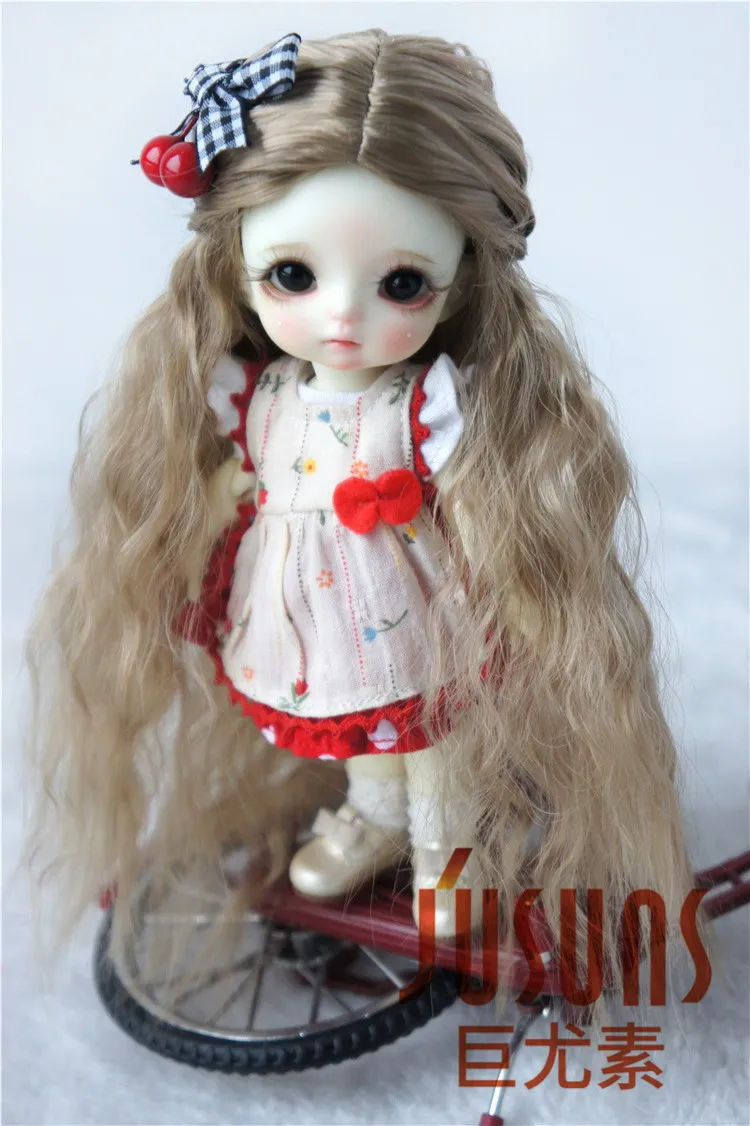 size 5-6 Brown SM4B JD119 1/12 1/8 1/6 BJD кукольные парики Длинные Принцесса кудрявый парик Размер 4-5 дюймов 5-6 дюймов 6-7 дюймов синтетический мохеровый парик аксессуары для кукол - Цвет: size 5-6 Brown SM4B