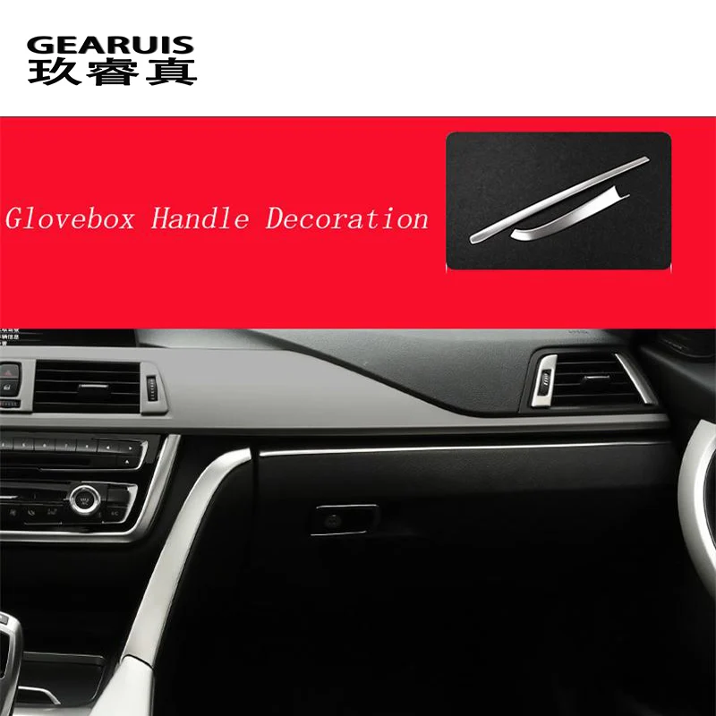 

Car styling interior Copilot Glove box handle decoration cover trim stainless steel Stickers For BMW 3 series F30 F34 LHD