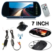 800 x 480 hd 7inch car tft lcd monitor mirror parking wireless ccd wide angle reverse rear view backup camera kit fast ship