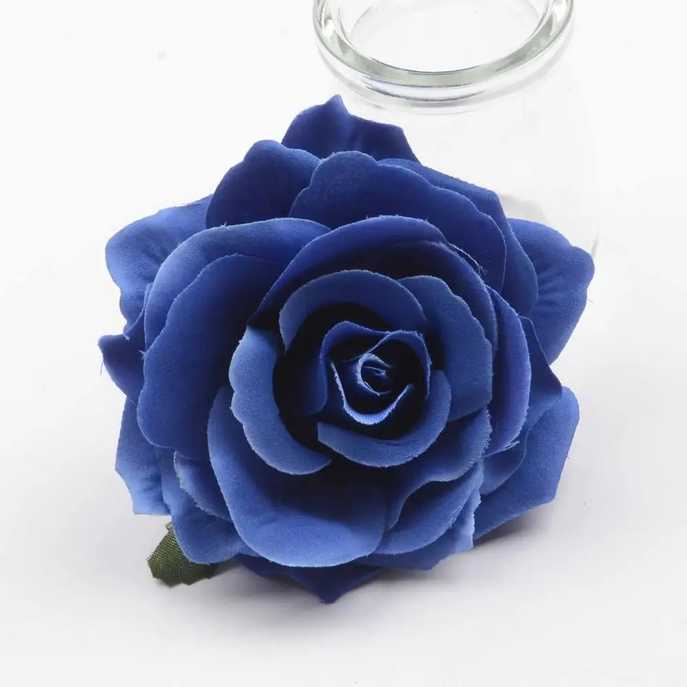Royal blue 10 шт. большие 10 см искусственные розовые шелковые головки цветов для свадебного украшения DIY Скрапбукинг венок Подарочная коробка ремесло поддельные цветы - Цвет: Royal blue