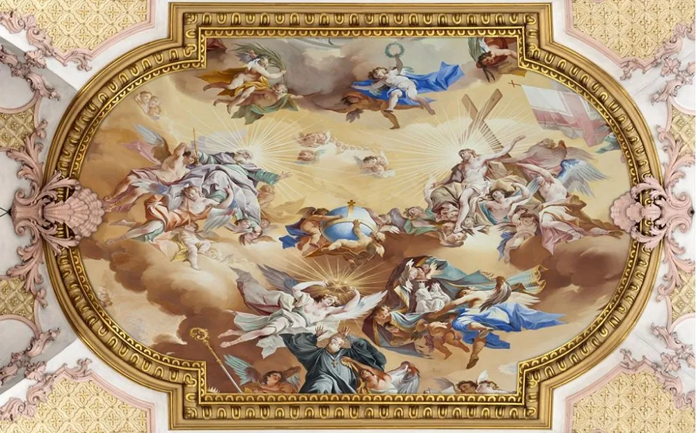 Настенные 3D обои на заказ потолочные фрески европейская живопись маслом фото