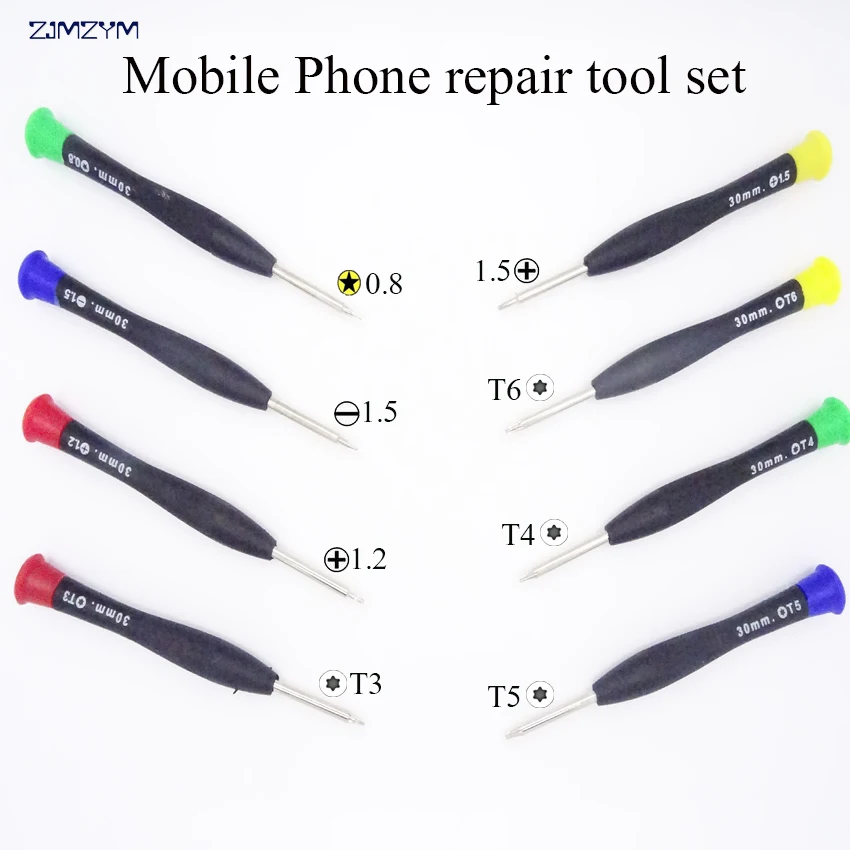 

Hot sale 8pcs/set multifunction screwdriver set 0.8MM/1.2MM/1.5MM/T3/T4/T5/T6 Disassemble tool for iphone or electronic product