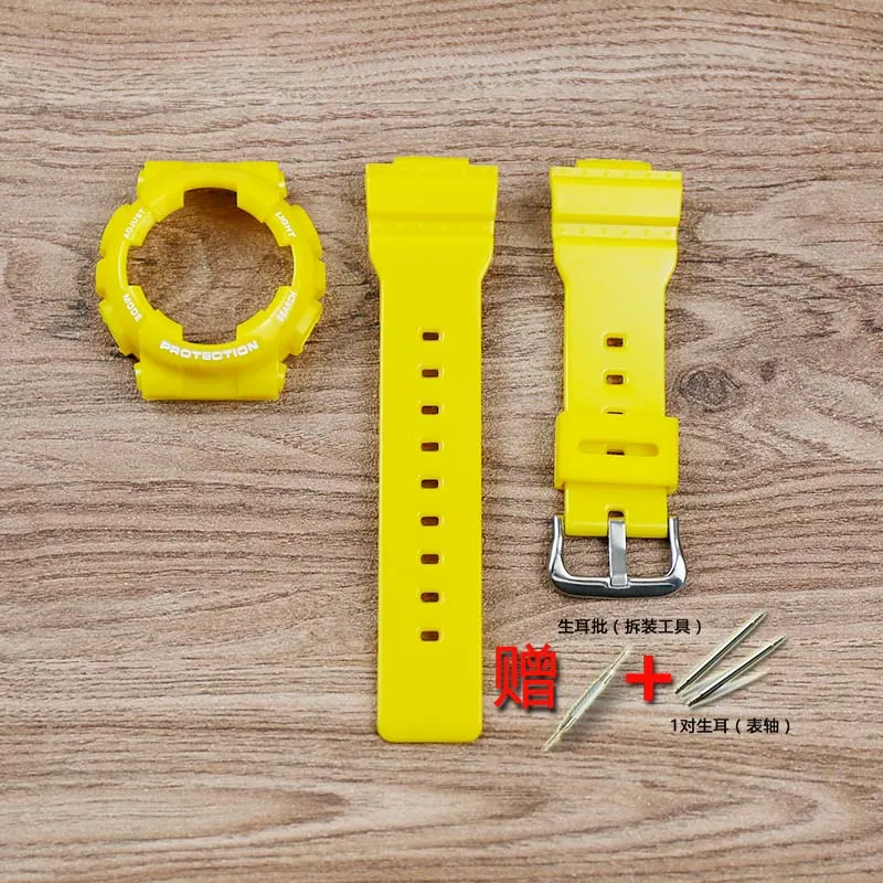 Yellow white Женские аксессуары для часов CASIO BABY-G серии CAS-110 BA-112 120 111 спортивный водостойкий ремешок - Цвет ремешка: Yellow white