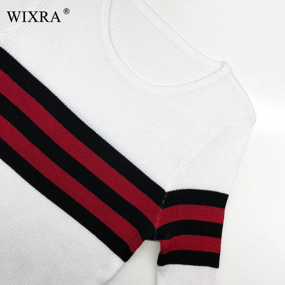 Wixra 2018 Pullovers Sweaters Slim O Neck Striped Sweater All Base Match Knitted Women's Clothing Autumn Winter New | Женская одежда