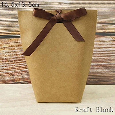 16.5x13.5Blank Kraft 5 шт. высококлассные черно-белые бронзовые "Merci" Сумки для конфет французские спасибо Свадебные сувениры Подарочная коробка посылка на день рождения - Цвет: 16.5x13.5Blank Kraft