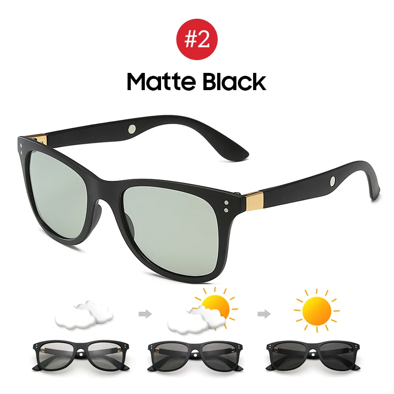 2 Matte Black VIVIBEE классические квадратные фотохромные мужские солнцезащитные очки, поляризационные, матовые, черные, женские, магнитотерапия, солнцезащитные очки - Цвет линз: 2 Matte Black