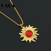 2019 new 316l stainless steel red stone run pendant necklace men gold color fashion hip hop chain necklace jewelries cagf0354