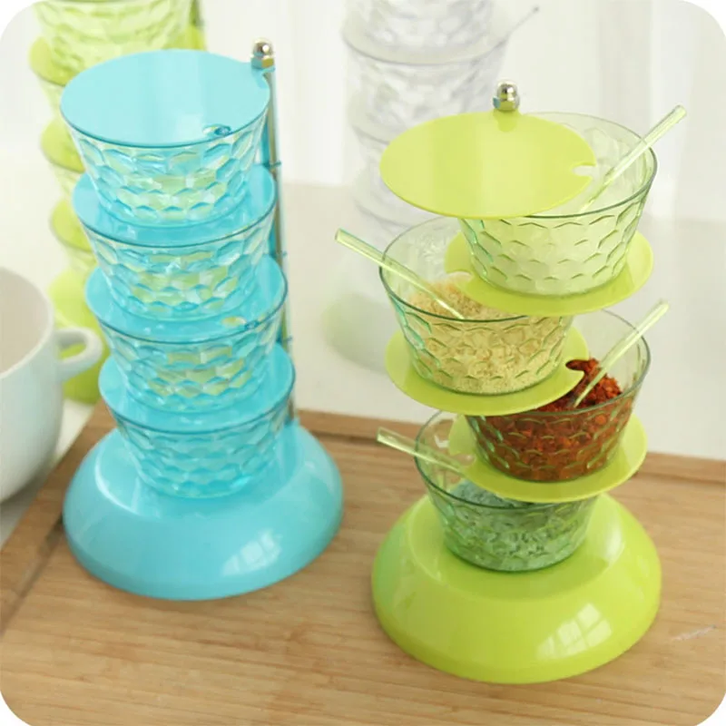 4 слойная модная цветная подставка для приправ с кристаллами вращающаяся на 360