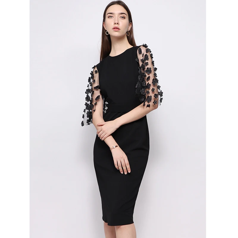 Платье Карандаш однотонное с коротким рукавом в винтажном стиле|Женские платья| |