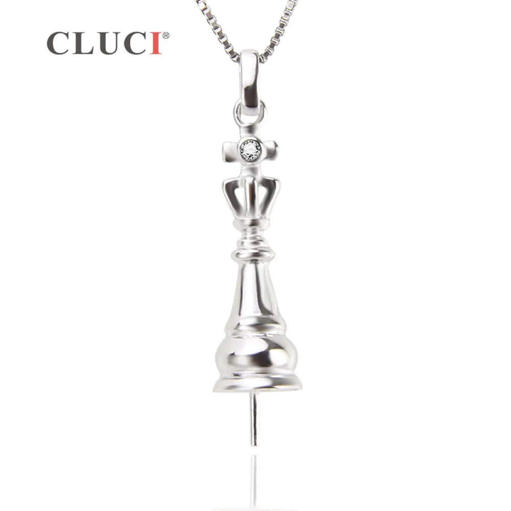

CLUCI 925 Sterling Silver High Quality Pendant Mounting to fit 8mm pearl For Vintage Choker Necklace Jewelry Making SP238SB