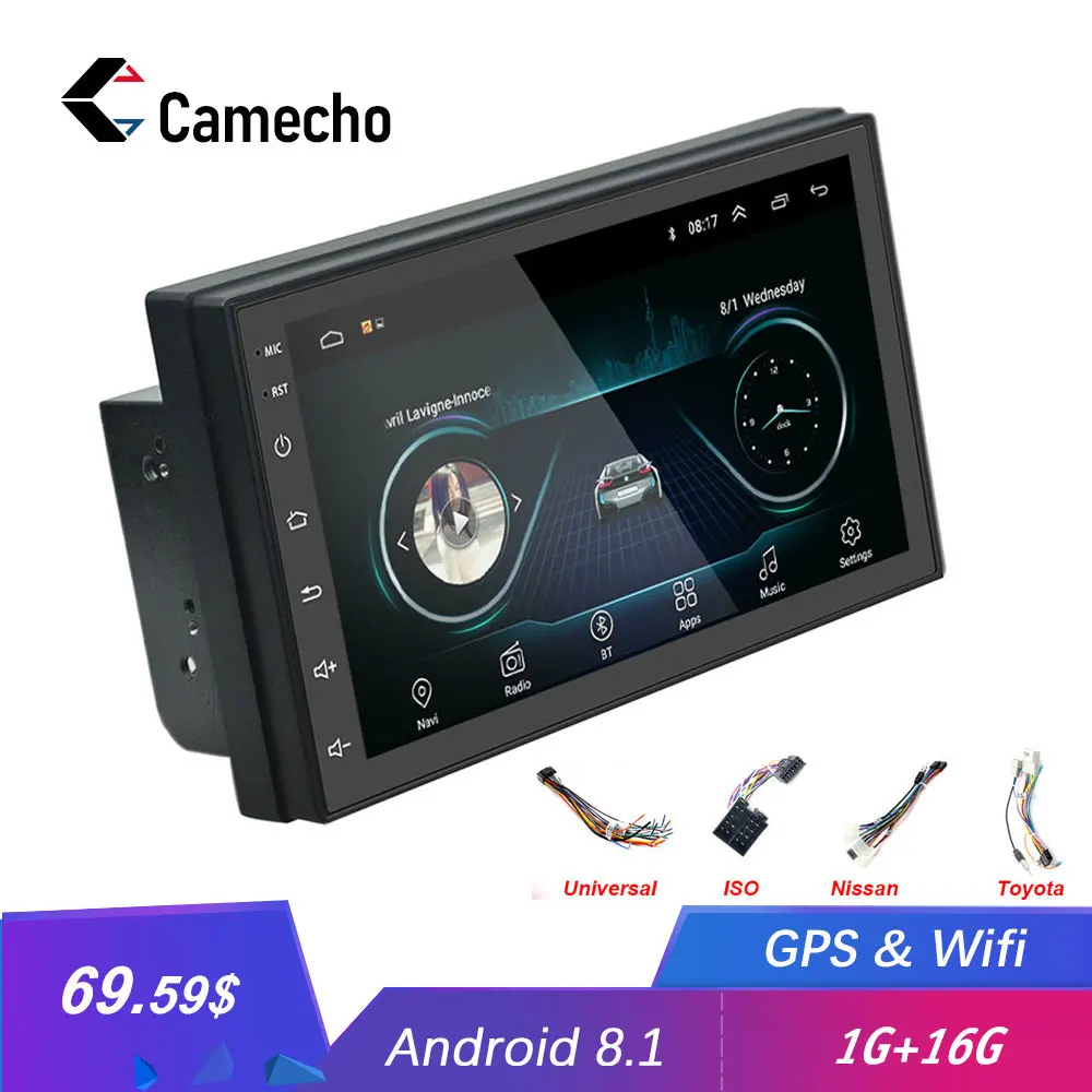 Camecho Andriod автомобильный Радио gps навигация 2DIN автомобильный мультимедийный плеер WiFi USB FM 2 Din " автомобильный аудио Радио стерео резервный монитор