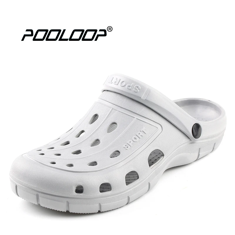 POOLOOP Slip On Spring Mens Sandals Lightweight Garden Crocus Clogs Casual Beach Water White Men Outdoor Shoes | Обувь