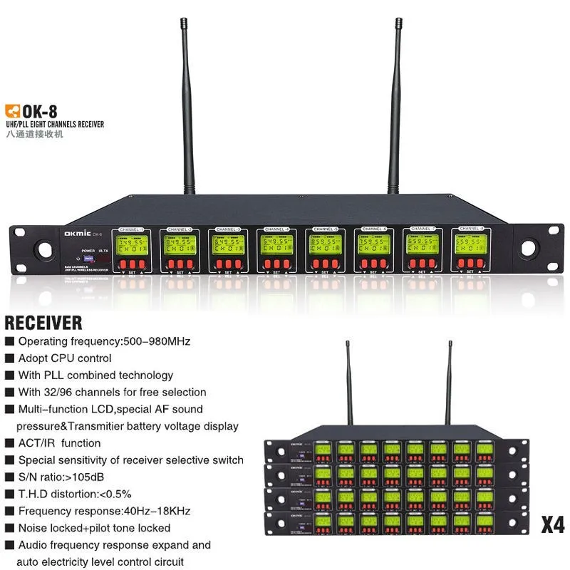 Горячая Высокое качество OK 8/2 H Профессиональная UHF/PLL восьмиканальная