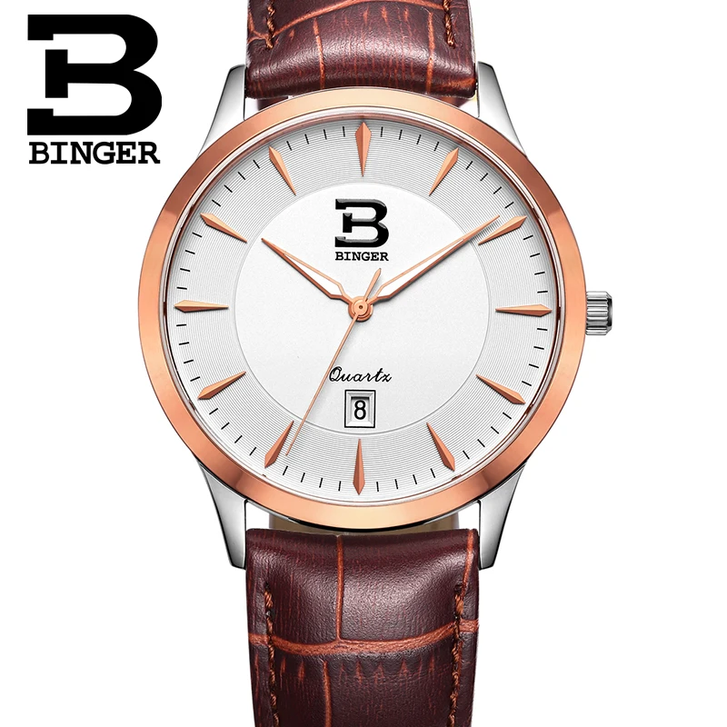 Мужские водонепроницаемые спортивные часы с кожаным ремешком полностью