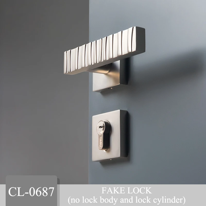 CL-0687-F Дверной Рычаг Ручка замок с ключом интерьер Современная дверная ручка Минималистичная спальня квадратная дверная ручка тяга набор никель - Цвет: CL-0687-F
